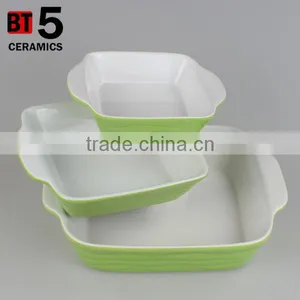BT5-SD01,2,3G Ceramic Square Green Bakerware Dish thumbnail-1