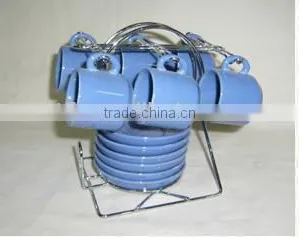Set of 6 Blue Solid Color Ceramic Children Tea Set With Rack thumbnail-1