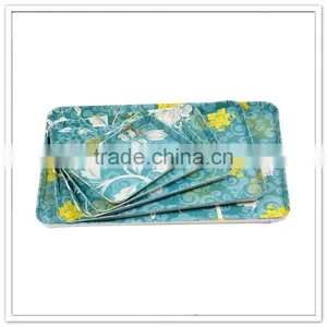 EU Standard Non-slip Plastic Ware for Hotel Handled Cappuccino Printing Rectangular Melamine Coffee Serving Tray thumbnail-3