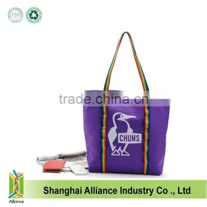 ECO Friendly Women Pop Nylon Shopping Tote Bag With Handle Stich To Bottom thumbnail-1