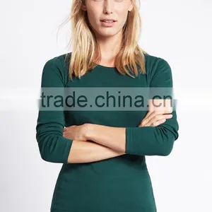 2017 New 100% Cotton Slim Fit Ladies Base T-shirt O Neck Blank Long Sleeve Women T-shirt thumbnail-2