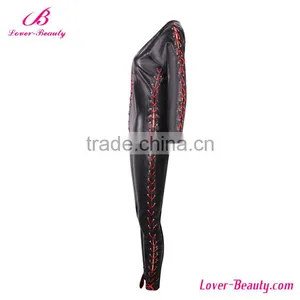 Cheap Sexy Tight Ladies Leather Catsuit for Women thumbnail-2