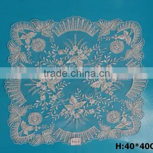 Fancy Rosette Ivory Gold White Wedding Table Cloth thumbnail-4