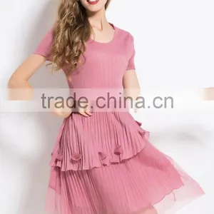 New Style Crumple Shell 3d Flower Splicing Dresses for Woman thumbnail-2