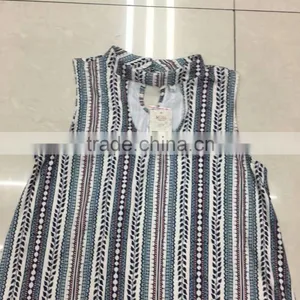 Women Fashion Sleeveless Stripe Full Print Flare Dress thumbnail-3