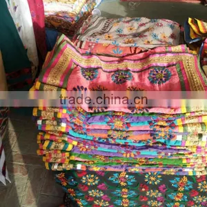 Hand Embroidered PHULKARI Chanderi DUPATTA SHAWL Scarf thumbnail-1