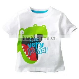 Boys Fashion White With Dinosaur Pattern Summer Short Sleeve t Shirts thumbnail-1
