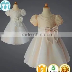 Best Selling Fashion Baby Girl Short Sleeve Summer Princess Party Dress Lace Dress Bid Bow-knot Low Price Kids Clothes thumbnail-1