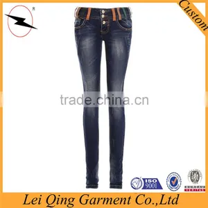 Fashion Newest Hot Sale Blue Denim Slim Fit Ladies Jeans Top Design thumbnail-1