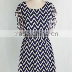 Miracle Moxie Dress in Navy and White thumbnail-1