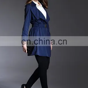 OEM/ODM Fashion Women Trun Down Collare Long Sleeves Formal Wind Coat thumbnail-2