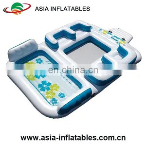Customize Inflatable Outdoor Beach Island Inflatable Pool Lounge Float Island Inflatable Floating Bar With Tent thumbnail-2