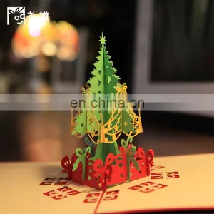 Christmas Pop up Cards Christmas Tree Merry Christmas Card for New Year Greeting Gift Card thumbnail-4