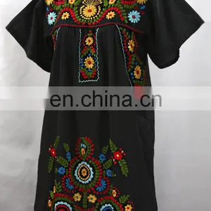 Creative Designs Short Sleeve Colored Embroidered Blouse Bohemian Tunic Christmas Tops 100% Fabric Tunic thumbnail-2