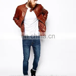 Men's Leather Look Like Jacket Classic Style Brown Color thumbnail-4