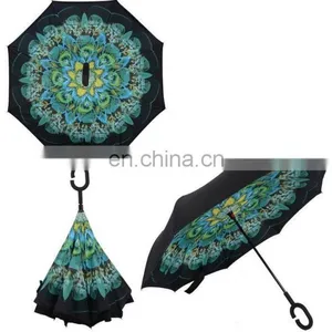 Sale Online AUTO OPEN High Quality Double Layers Windproof Upside Down Umbrella Reversed Umbrella thumbnail-4