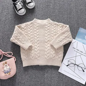 Long-sleeved Female Baby High-end Walker Clothes Solid Color Newborn Baby Button Clothes Baby Sweater thumbnail-4