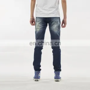 DiZNEW SLIM FIT MEN'S JEANS PANTS CRUSH JEANS FOR MEN DARK BLUE thumbnail-4