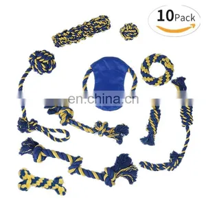 Durable Variety Pet Puppy 10 Pack Chew Dog Rope Toys Set thumbnail-1