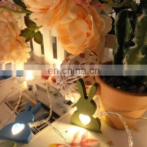2020 New 10L Led Easter Festival Colorer Wood Rabbit Heart String Light For Home Decoration Bedroom Wall Holiday Lighting thumbnail-4