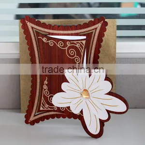 2016 Hot Sale Newest Products Luxury Wooden Flower Wedding Greeting Invitation Card thumbnail-4