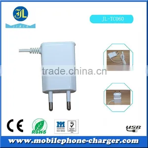 EU Plug Whihe and Black Socket 5v 1a Universal Travel Charger With Cable thumbnail-2