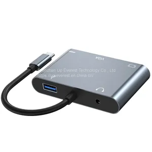 Aluminum Alloy 5 in 1 USB Hub HDMI+USB 3.0*1+VGA+AV+PD thumbnail-2