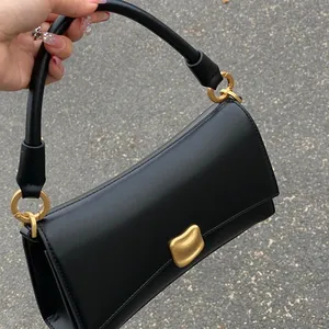 Black Underarm Bag Women's New 2025 Quality Handbag Popular Crossbody Bag Casual Style PU Material Small Square Bag Pure Color thumbnail-2