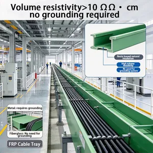 Chemical Corrosion Resistant FRP Cable Tray Acid Alkali Proof Fiberglass GRP Cable Tray for Chemical Plant Offshore Project thumbnail-1