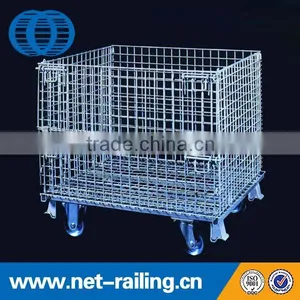 Large Stack Welded Pallet Wire Mesh Lockable Rolling Cage thumbnail-1