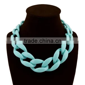 Multicolored Resin Acrylic Chain Chunky Statement Fashion Necklace 2016 thumbnail-3