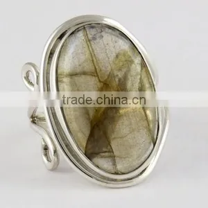 Blue Dreamer Bezel Setting Labradorite Ring, Gemstone Silver Jewellery, Indian Wholesale Silver Jewellery thumbnail-2