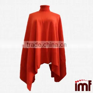 Women Cashmere Turtleneck Cape Sweater thumbnail-2