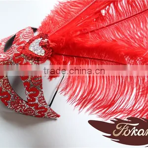 Event Products Red Artificial Ostrich Feather Decorations Party Dance Mask thumbnail-2