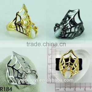Fashion Design Diamond Opal Decoration Special White Alloy Spider Ring R0184 thumbnail-2