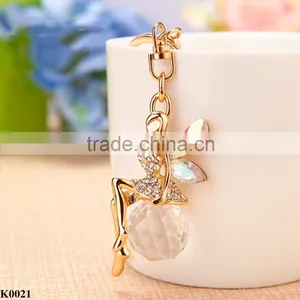 Attractive Design Alloy Crystal Flower Faerie Logo Keychain K0021 thumbnail-4