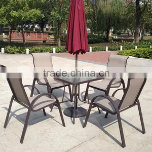 2015 Wholesale Outdoor Garden Patio Modern Aluminum Frame Sling Bistro Table and Chair thumbnail-6
