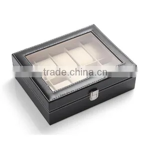 Custom 12 Slot Mens Leather Watch Storage Box thumbnail-4