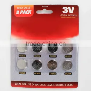 OEM Service 3V Lithium Button Battery Blister Packing: 3V 8 Pack CR2032 CR2025 CR2016 thumbnail-1