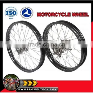 Motorcycle Wheels:CRF 125/250/450 Motorcycle Complete Wheel Sets:Black Hubs With Black Rims 1.60-21" and 1.85-19" thumbnail-1