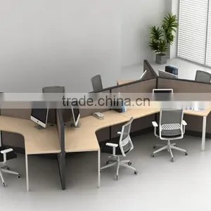 120 Degree 3 Person Wooden Office Workstation thumbnail-5