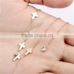 316L Women Jewellery IP Rose Gold Cross Necklace thumbnail-4