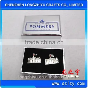Shiny Silver Cufflinks Long Sleeve Shirt Custom Cufflinks for Sale thumbnail-1
