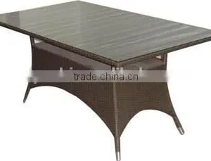 Outdoor Rattan Table With Tempered Glass in Different Design thumbnail-1