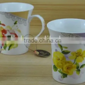 11OZ Nice Flower Design Decal Printed Coffee Cups, Shiny Surface New Bone China Mug, KL5004-345 thumbnail-6