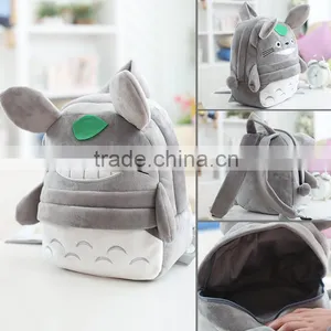 25*19cm(S)/35*28cm(L) Lovely Customzied Green Big-eye Monster Plush Animal Cartoon Backpack for Children thumbnail-2