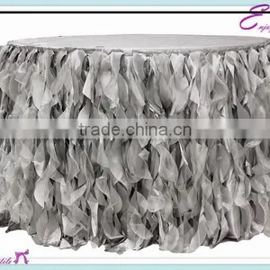 YHK#45 Curly Table Skirt - Polyester Banquet Wedding Wholesale Chair Cover Sash Table Cloth Skirt Linen thumbnail-1