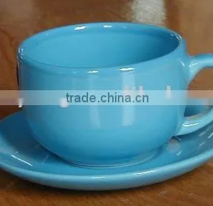 Glazed Stoneware Coffee Cup & Saucer thumbnail-1