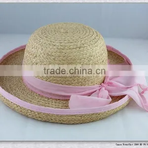 Fashion Design Lady Straw Boater Hat Cheap thumbnail-1