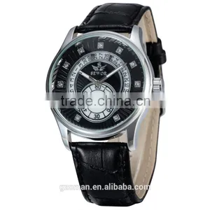 Genuine Leather Strap Man Automatic Watch 6hands Wrist Watch With Diamond thumbnail-3